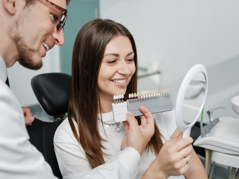 Woman preparing for dental veneers 